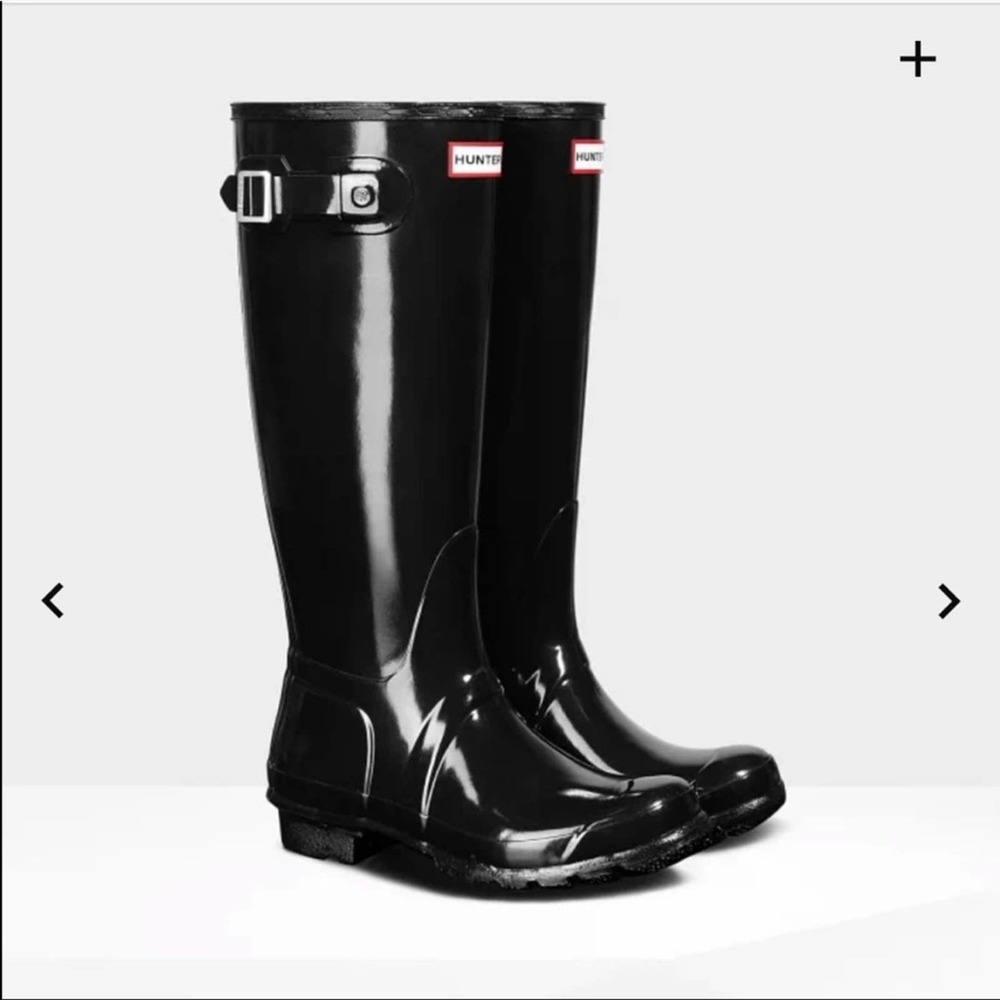 Hunter Original Tall Black Gloss Rainboots Size 9